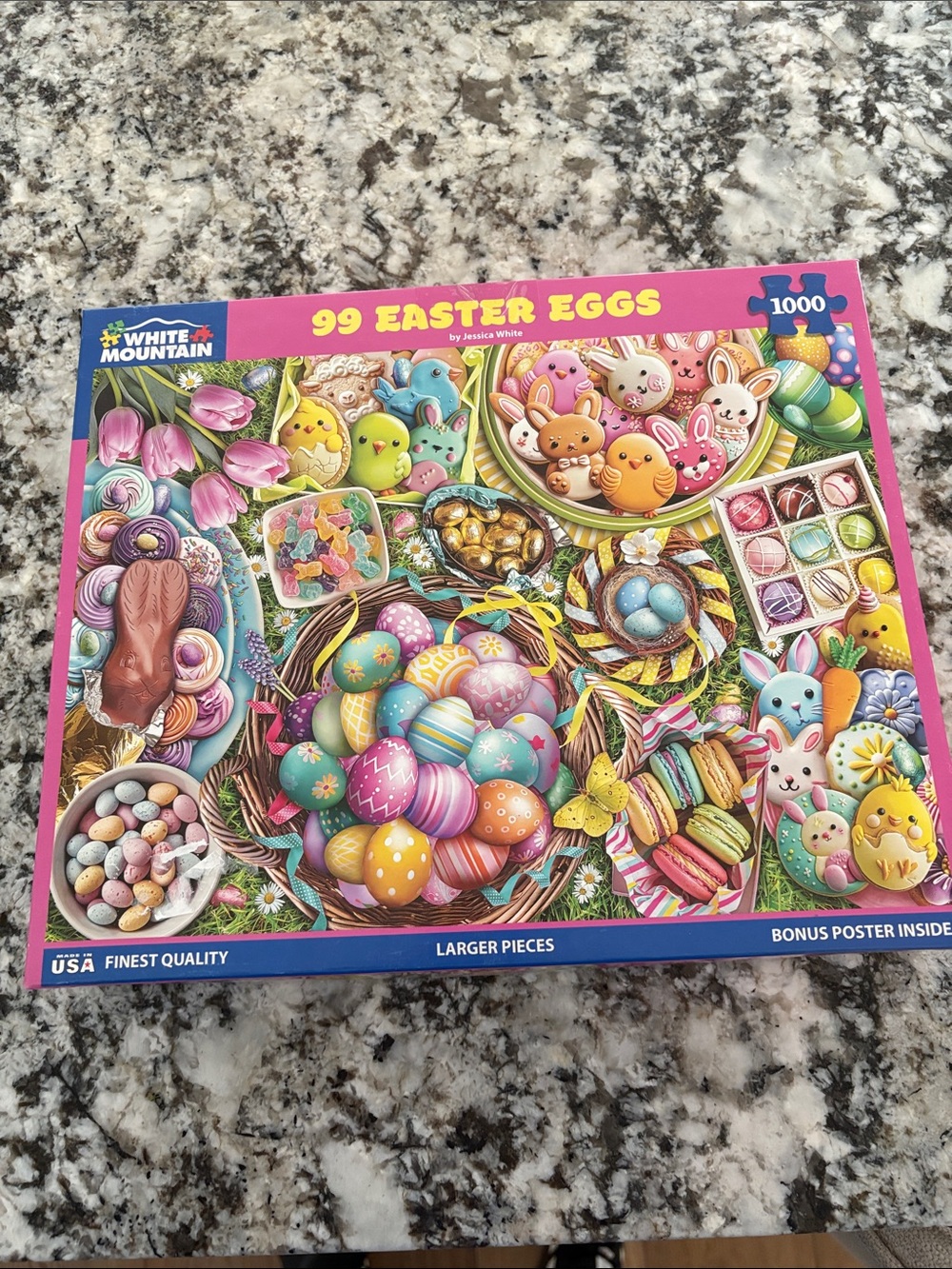 White Mountain '99 Easter Eggs' 1000-Piece Jigsaw Puzzle - Bright Pastel Colors